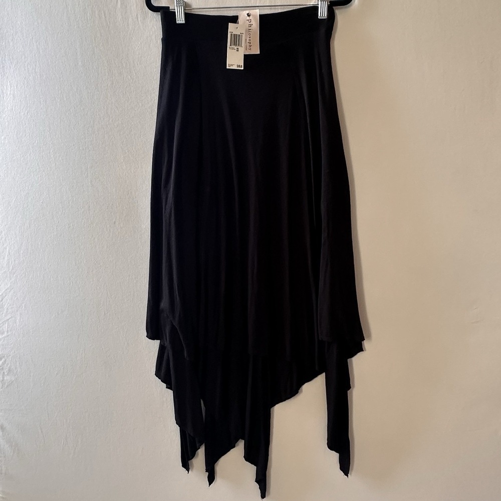 Philosophy Asymmetrical Black Skirt Boho Witchy Handkerchief Festival Fairy XS